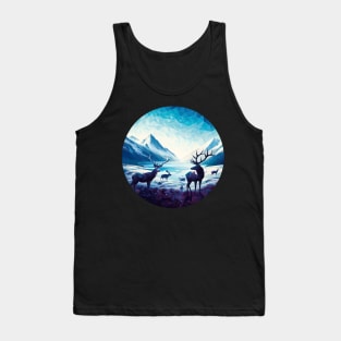 Low Poly Winter Mountain Forest Tank Top